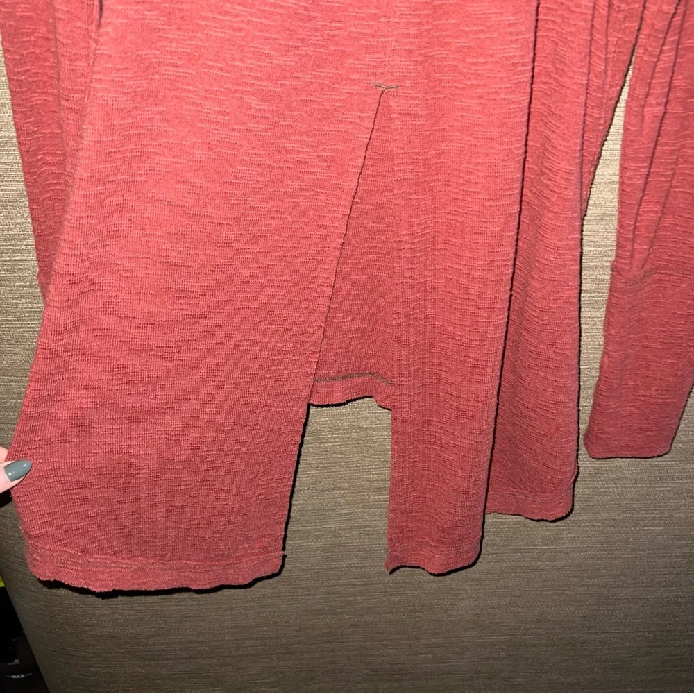 Free People Split Back Dark Burnt Red Cowl Mock Neck Turtleneck Pullover XS